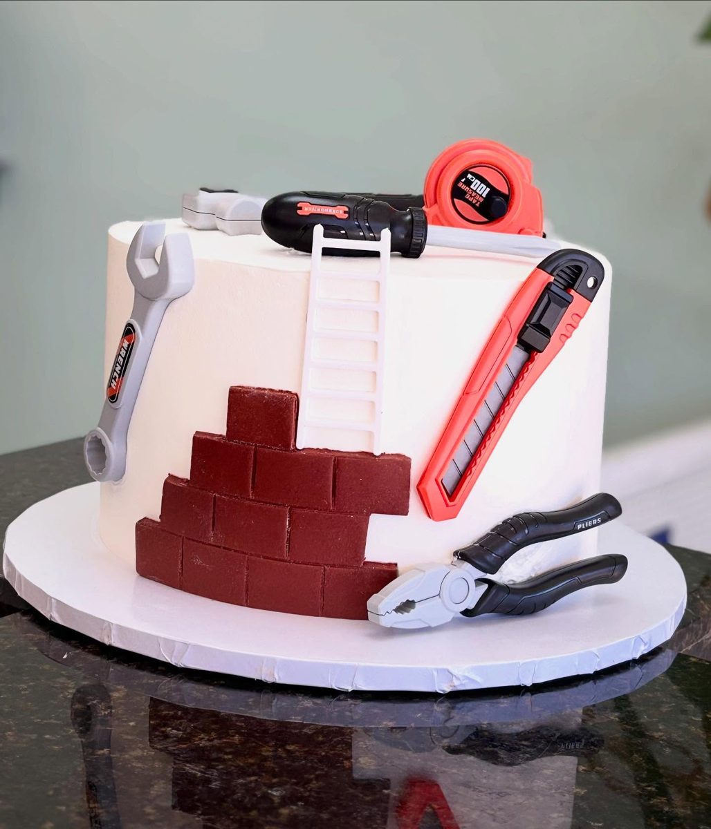 Tool Cake with Brick Wall Decoration from Tarzana Bakery